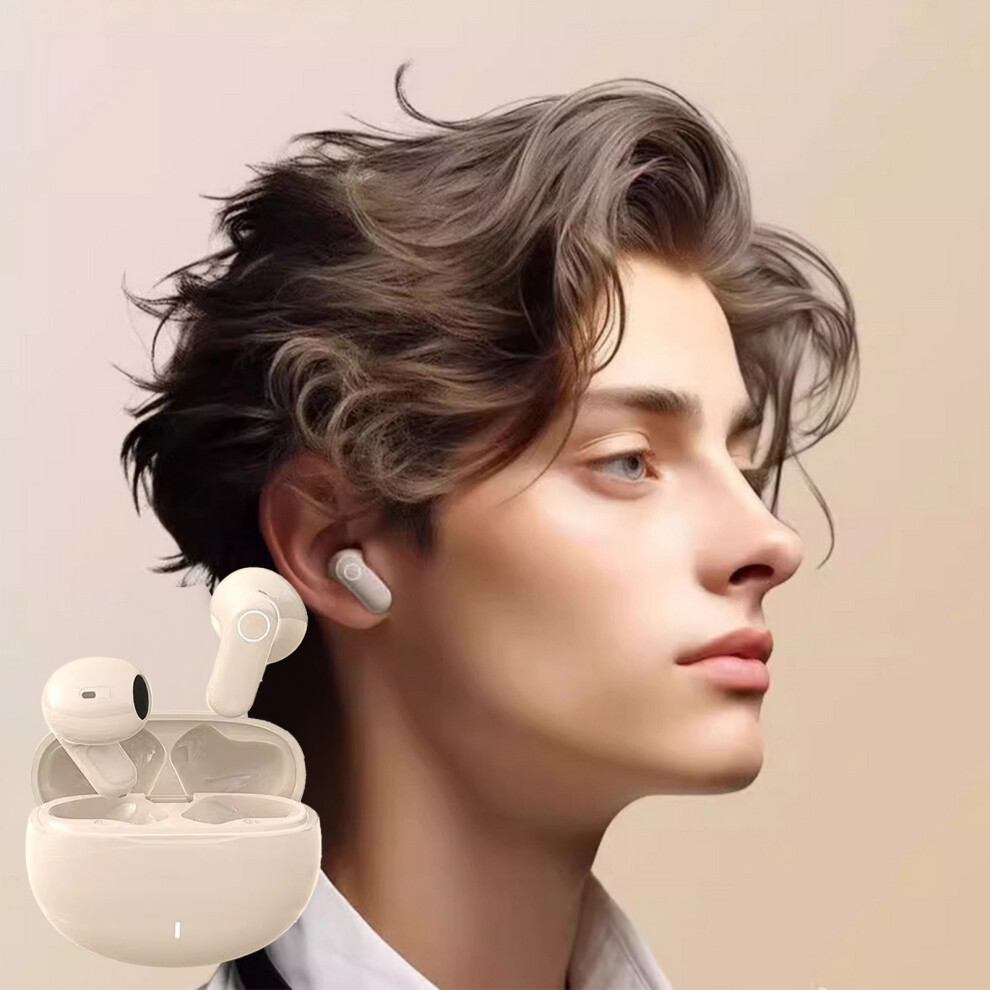(Beige) In Ear Surround Sound Low Latency High Battery Fast Second Connection Type-C Fast Charging Bluetooth 5.4 Noise Cancelling Bluetooth Headphones Beige 321672287156