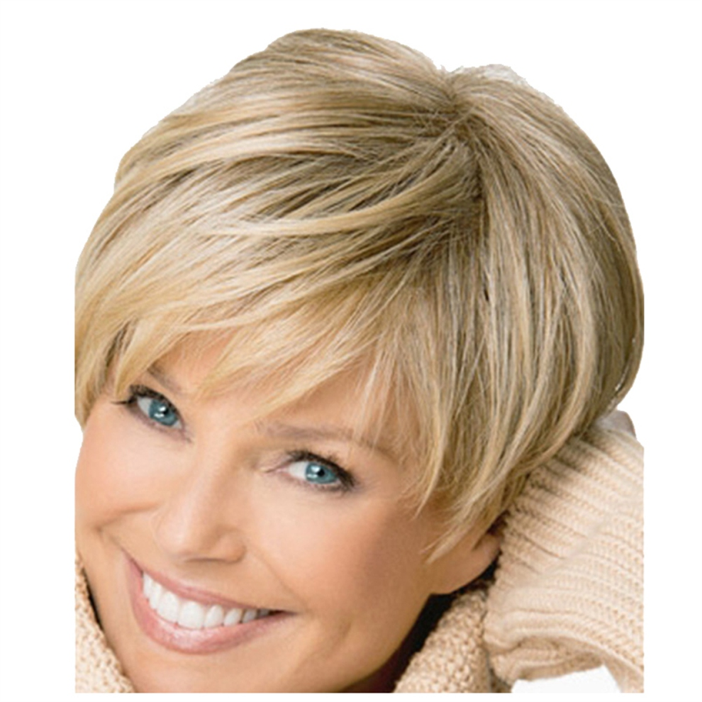 Women's Short Cut Blonde Straight Wig Natural Synthetic