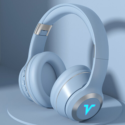 (Blue) Dazzling Bluetooth Headset Universal Radio Gaming Headset