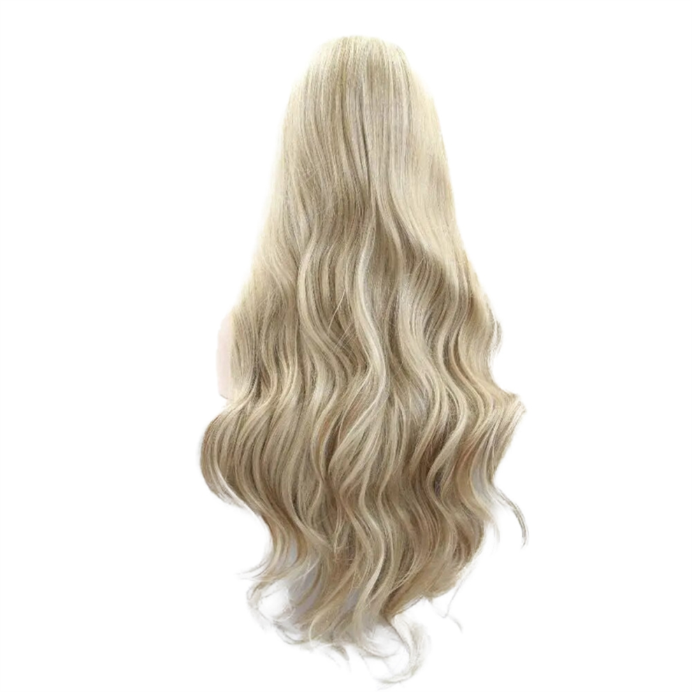 Unisex Synthetic Blonde Lace Front Wigs Heat Fiber Long Wavy Wigs