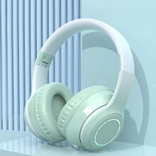 (Green) Gradient Bluetooth Headset Headset Wireless Game Gift Headset Foldable Headset Gift