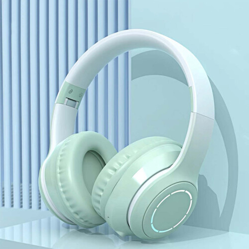 (Green) Gradient Bluetooth Headset Headset Wireless Game Gift Headset Foldable Headset Gift
