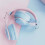 (Blue) Gradient Bluetooth Headset Headset Wireless Game Gift Headset Foldable Headset Gift 6