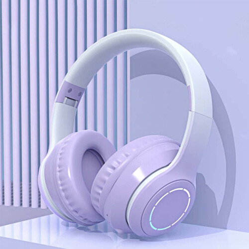 (Purple) Gradient Bluetooth Headset Headset Wireless Game Gift Headset Foldable Headset Gift
