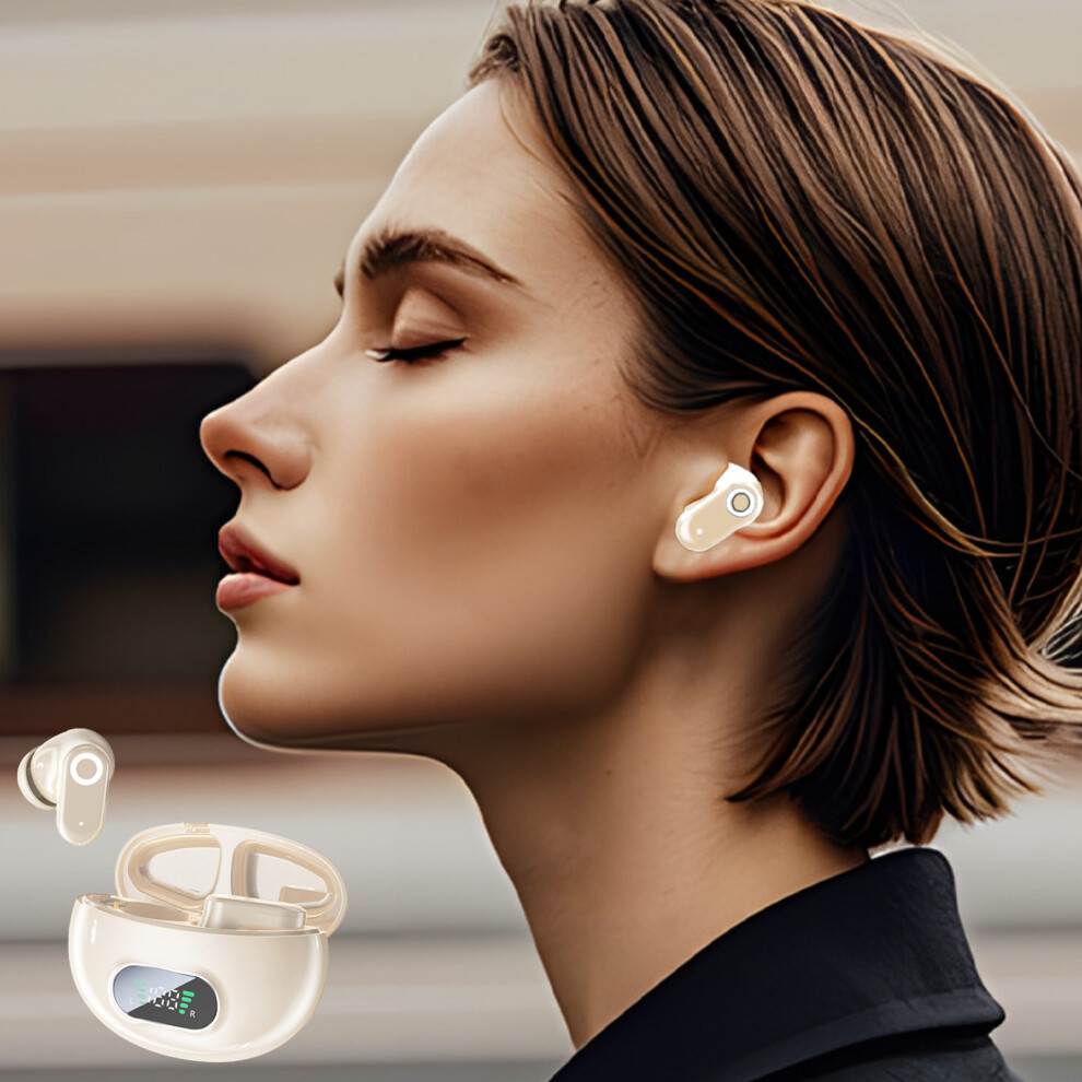 (Beige) In Ear Surround Sound Low Latency High Battery Fast Second Connection Fast Charging Bluetooth 5.4 Noise Cancelling Bluetooth Headphones Beige 321672286135