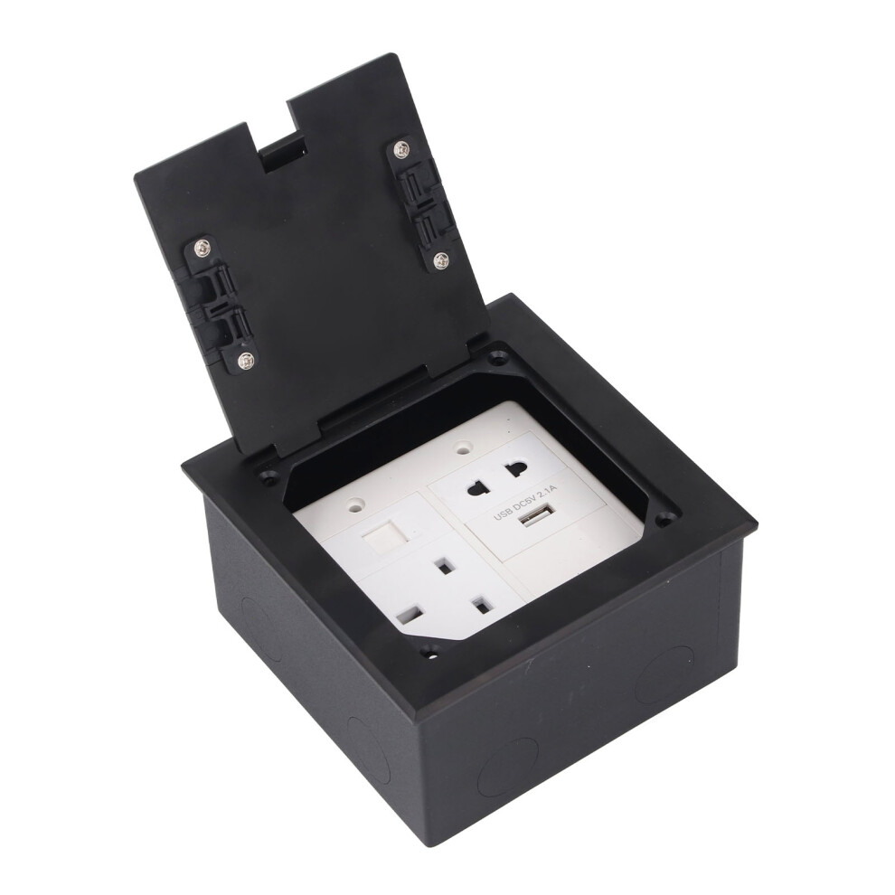 Black Stainless Steel Floor Outlet 16A 2500W 3 Prong + Usb 8481333727550