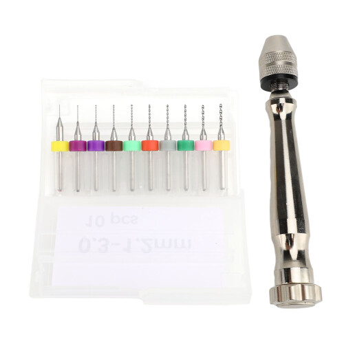 Handbohrerset 10 Stück 0,3-1,2 mm Metall 3,17 mm 1