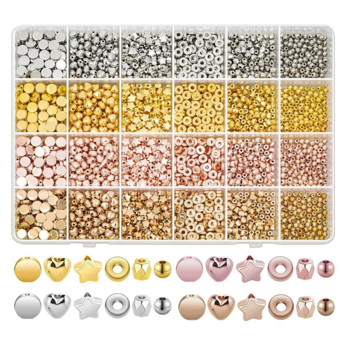 1920PC Spacer Beads Set, Assorted Round for Jewelry Making