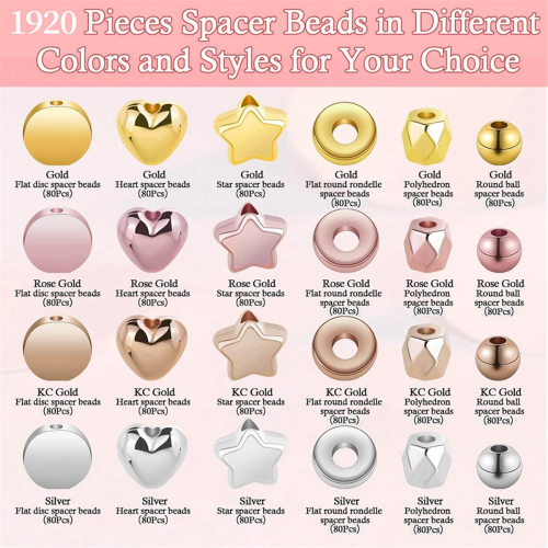 1920PC Spacer Beads Set, Assorted Round for Jewelry Making 2