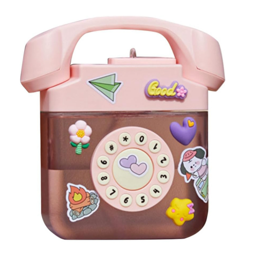 Creatives Retro Telephone Shape Water Bottle,Drinking Bottles(Pink)