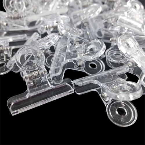 100PCS Plastic Bulldog Clips, Hinge Clips for Home, Office Use Clear 2