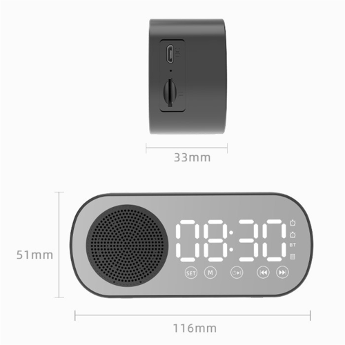 Radiosveglia con altoparlante Bluetooth wireless e doppia sveglia per la casa, nera 2