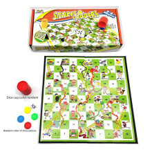 (Orange) Portable Foldable Snakes and Ladders Board Set,Strategy Game, Family Entertainment, Halloween Gift, Christmas Gift, Dice cup color random