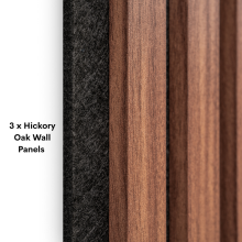 Multi Deal 3 x Hickory Oak Chestnut Brown Acoustic MDF Wood Slat Decorative Wall Panels