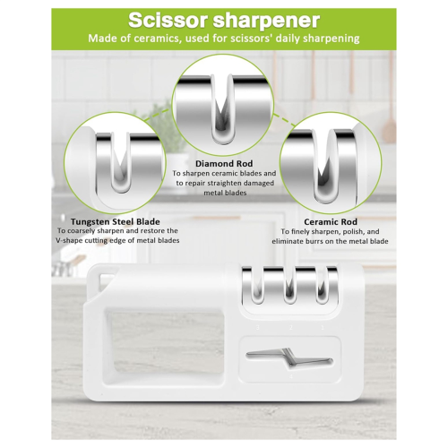 Knife Sharpener,With Scissors Sharpener,For Repairing,Restoring White 1