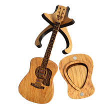 Houten gitaarplectrumkoffer met standaard, 3 gitaarplectrumkoffers
