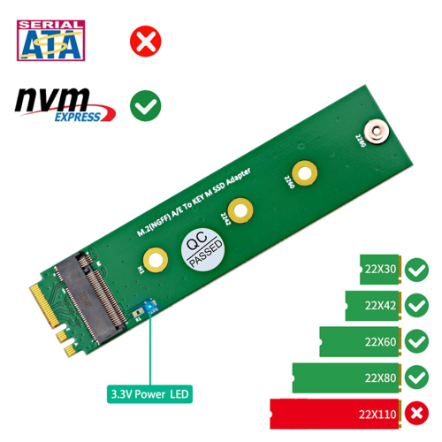 M.2 NGFF A/E to Key-M SSD Adapter Converter Support 2230 2242 2260 2