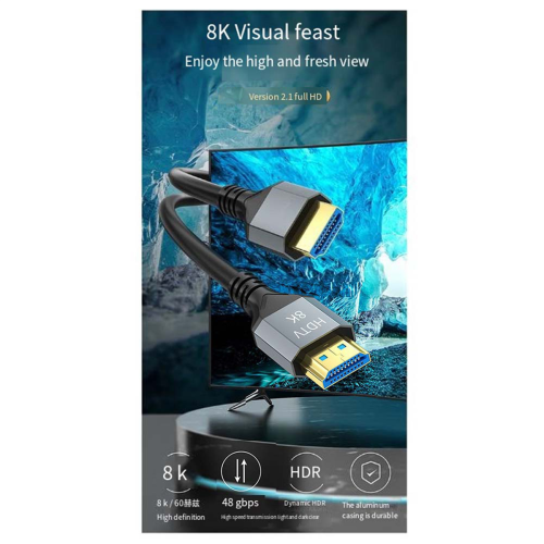 8K -Compatible 2.1 Cable High Speed for Video Cable PC Laptop 2