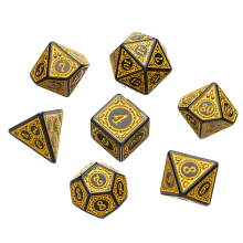 Żółty zestaw 7 kostek do gry TRPG DND z akrylu wielostronnego, 7-kostkowego
