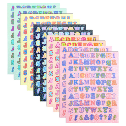 10 Sheets Colorful Letter Stickers Self Adhesive Alphabet Letter
