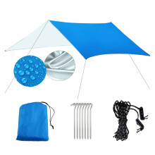 (1 set) 300x300CM canopy with black and white wind rope aluminum ground nails - blue