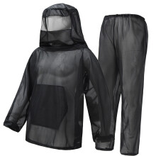 (1 set) Outdoor fishing, fishing, honey collecting, mosquito repellent clothing - black - XL