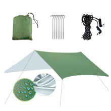 (1 set) 300x300CM canopy with black and white wind rope aluminum ground nails - green