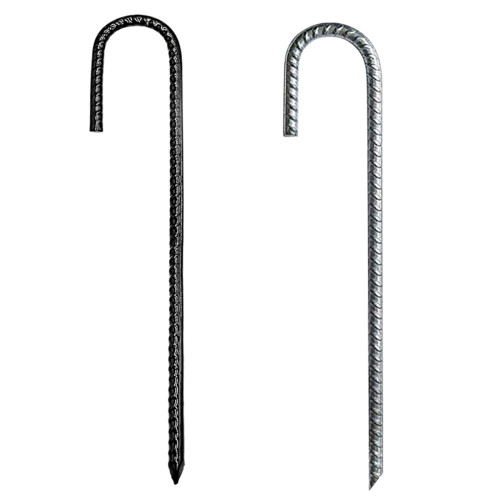 (3) High Strength Tent Pegs - 30cm Black J-Shaped 2
