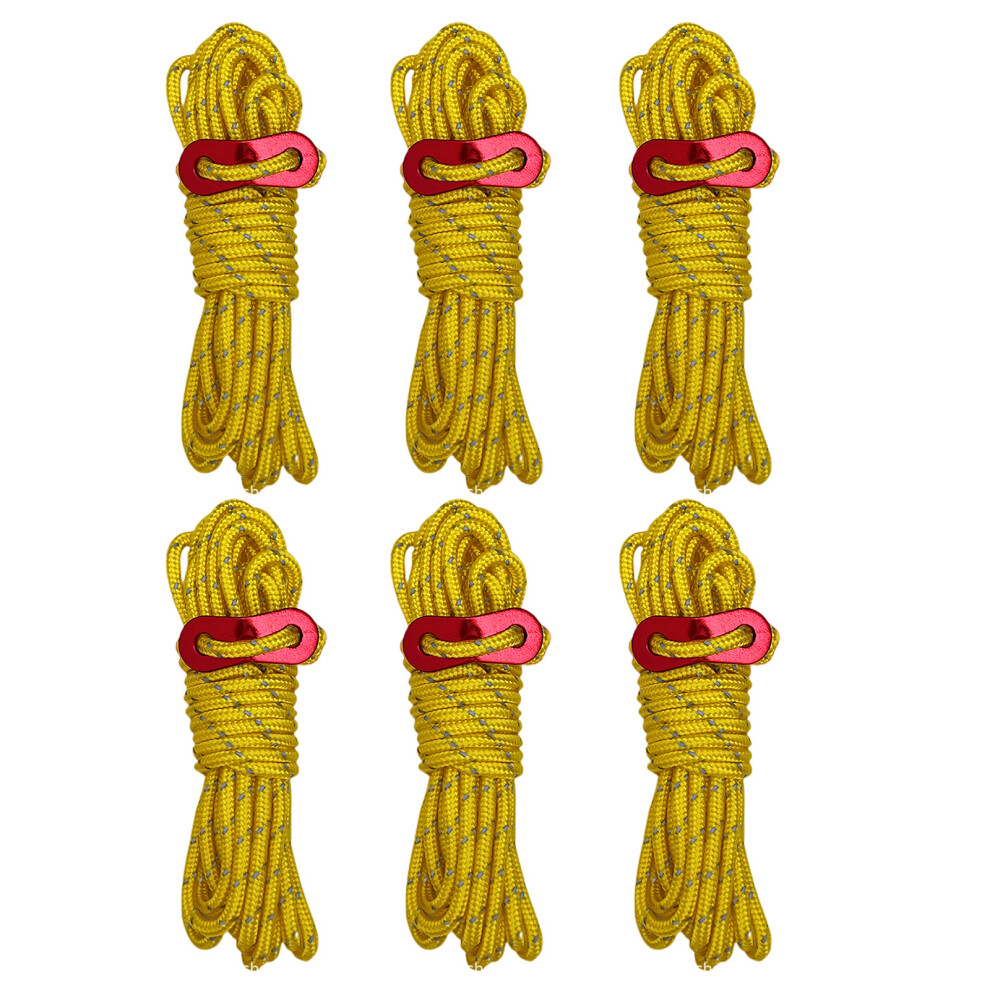 (6) 4Mm Awning Windproof Reflective Rope 4M - Yellow 7754740629931