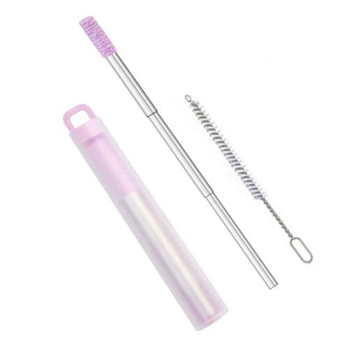 (1 Set) Outdoor Reusable Straws - Lavender 2