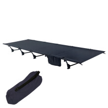 (1 set) Outdoor aluminum alloy ultra-light camp bed - black