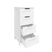 Chest of Drawer Bathroom Storage PVC Storage Cabinet with 4 Drawers Free Standing Storage Cupboard Home Bedroom Organiser Furniture