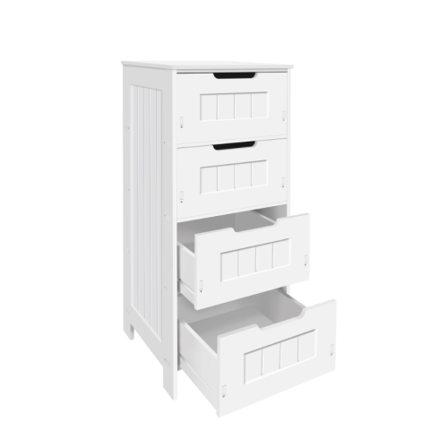 Chest of Drawer Bathroom Storage PVC Storage Cabinet with 4 Drawers Free Standing Storage Cupboard Home Bedroom Organiser Furniture