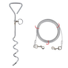 (1 set) Outdoor pet ground spikes - classic dog stake + wire rope 5M