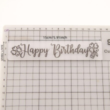 Embossing Template Happy Birthday Floral EmbossingStencil For Scrapbooking Photo Albums Card Making Craft Decor