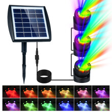 Luz solar para estanque RGB de 3 cabezas, 2200 mAh, negro