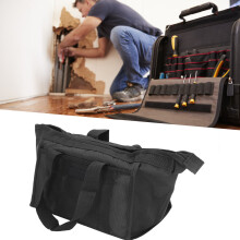 Werkzeugaufbewahrungstasche Schwarz Große Kapazität Oxford-Tuch Weitöffnung Werkzeugtasche für Elektriker 14 Zoll (33x20x23cm)