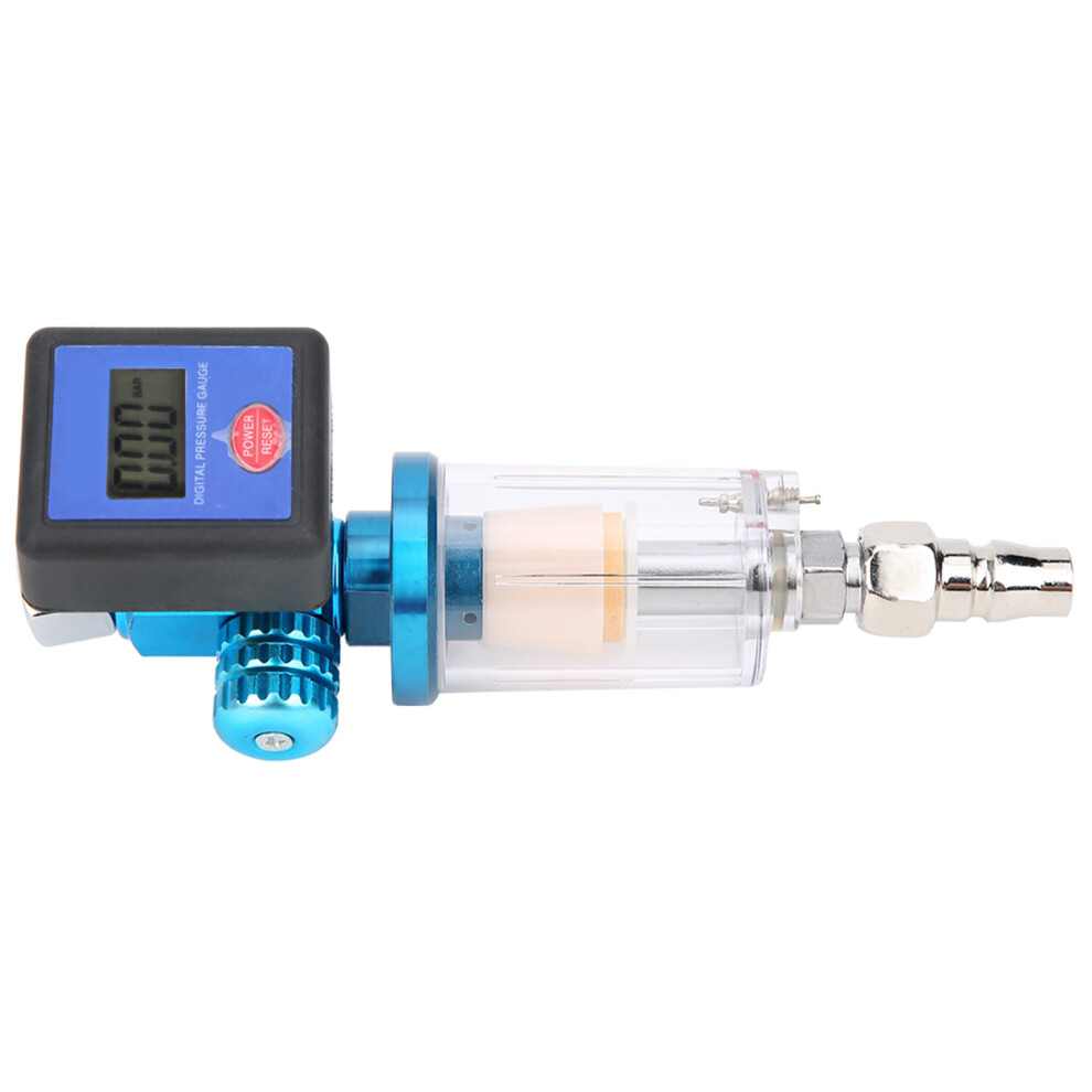 Digital Air Regulator Water Trap Filter Mf08 With 1/4In Connector, Blue & Transparent 4621333744346