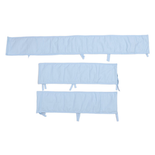 3pcs Cotton Crib Bumper Set, 125x18cm & 66x18cm, Blue 2