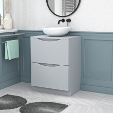 Nes Home 600mm Freestanding Matte Grey Vanity Unit Ceramic Round Basin