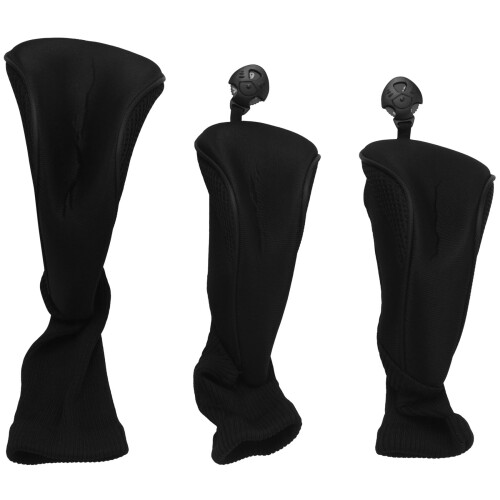 Lot de 3 couvre-clubs de golf noirs pour bois de parcours 1, 3 et 5 1