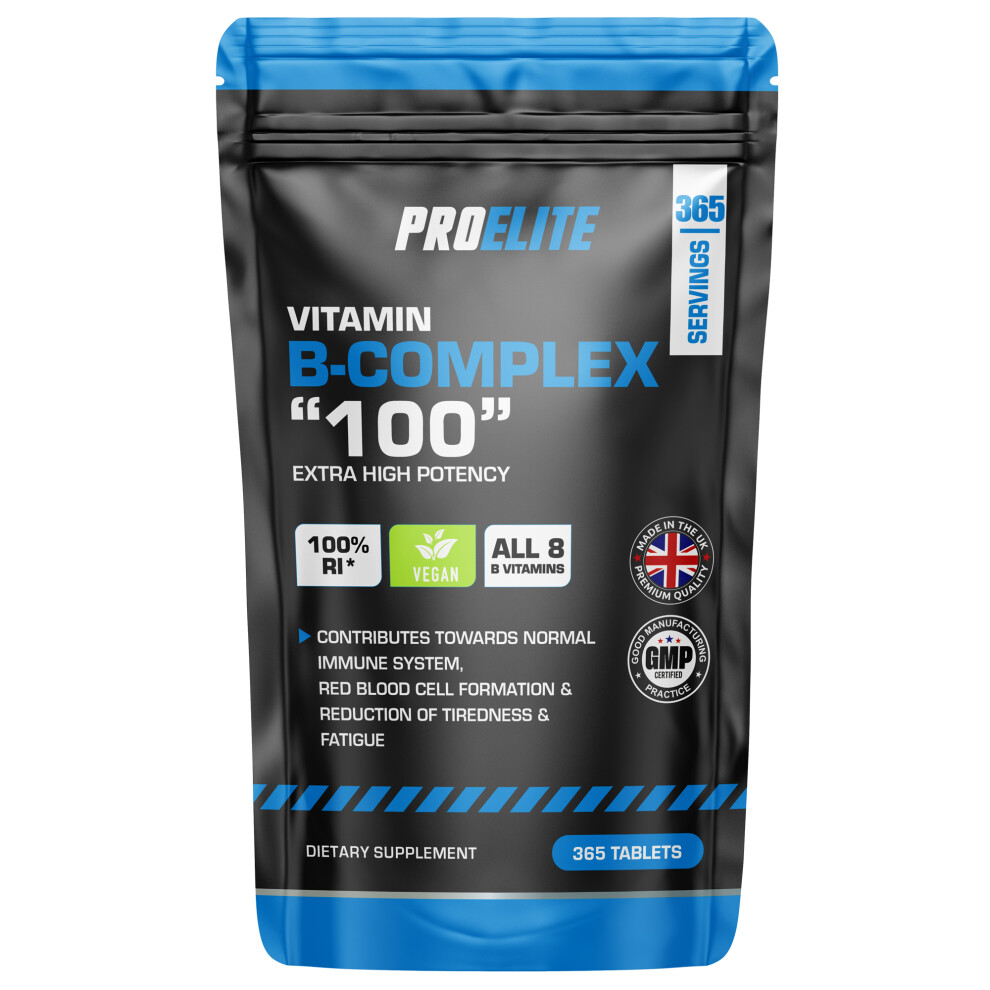 Pro Elite (365 Tablets) Vitamin B Complex Vegan Tablets B1 B2 B3 B5 B6 B12