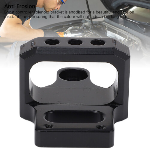 Aluminium Alloy 3 Port Boost Controller Solenoid Valve Mount Bracket Black 2