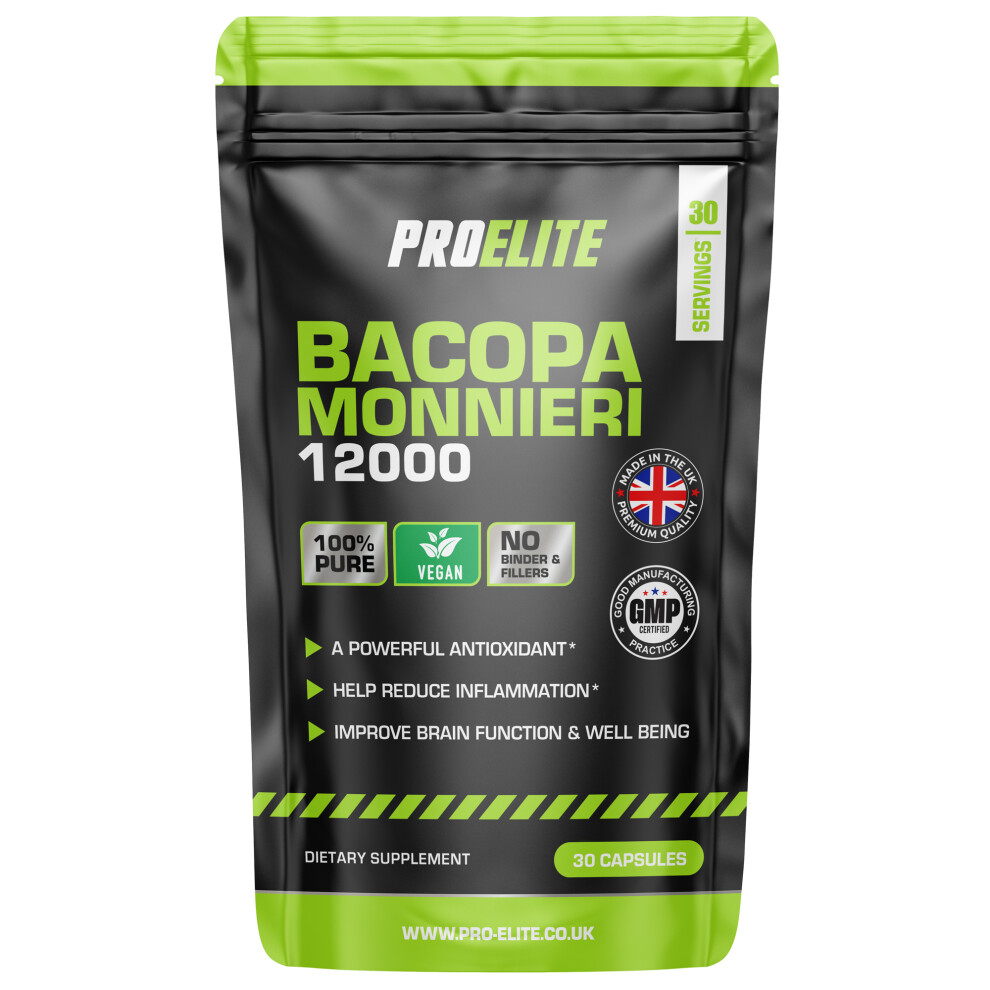 Proelite (30 Capsules) Bacopa Monnieri 600Mg Memory Focus Boost