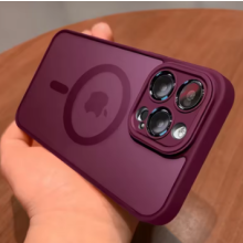 (PLUM, For iPhone 13 Pro) Magnetic Luxury Lens Protector Case For iPhone 13