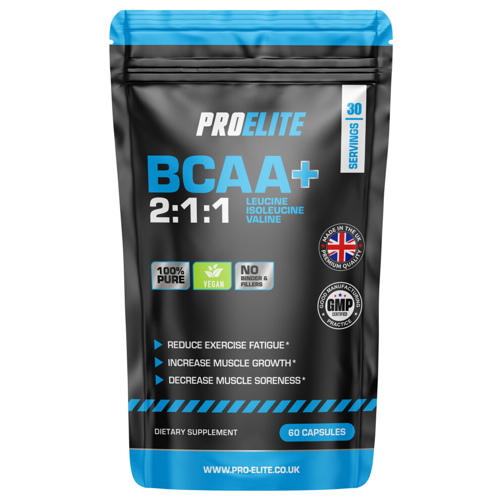 Proelite (60 Capsules) Bcaa Capsules Vegan 1000Mg Branch Chain Amino Acid