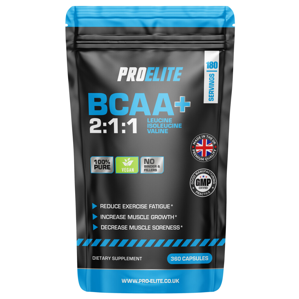 Proelite (360 Capsules) Bcaa Capsules Vegan 1000Mg Branch Chain Amino Acid