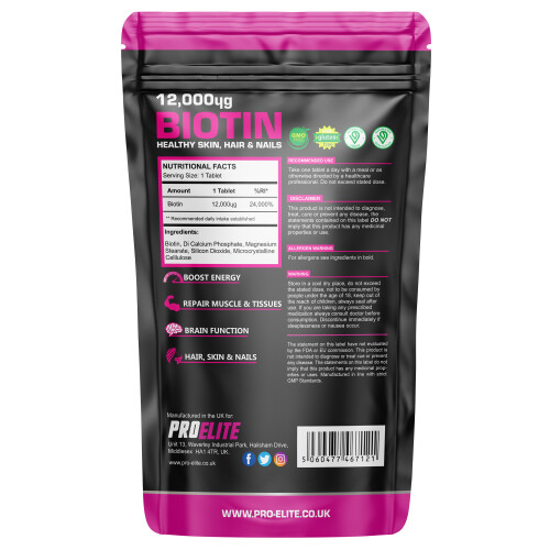 (60 Tablets) BIOTIN 12,000mcg Vegan Tablets Max Strength 2