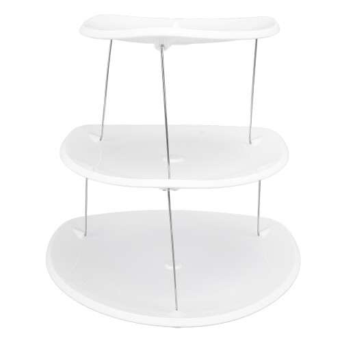 Porta dolci pieghevole a tre livelli, bianco, in plastica 2
