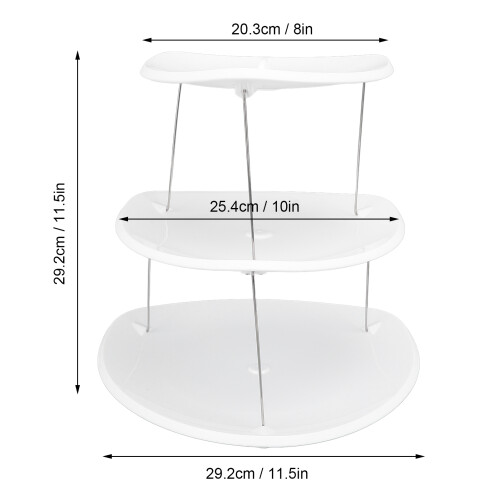 Porta dolci pieghevole a tre livelli, bianco, in plastica 1